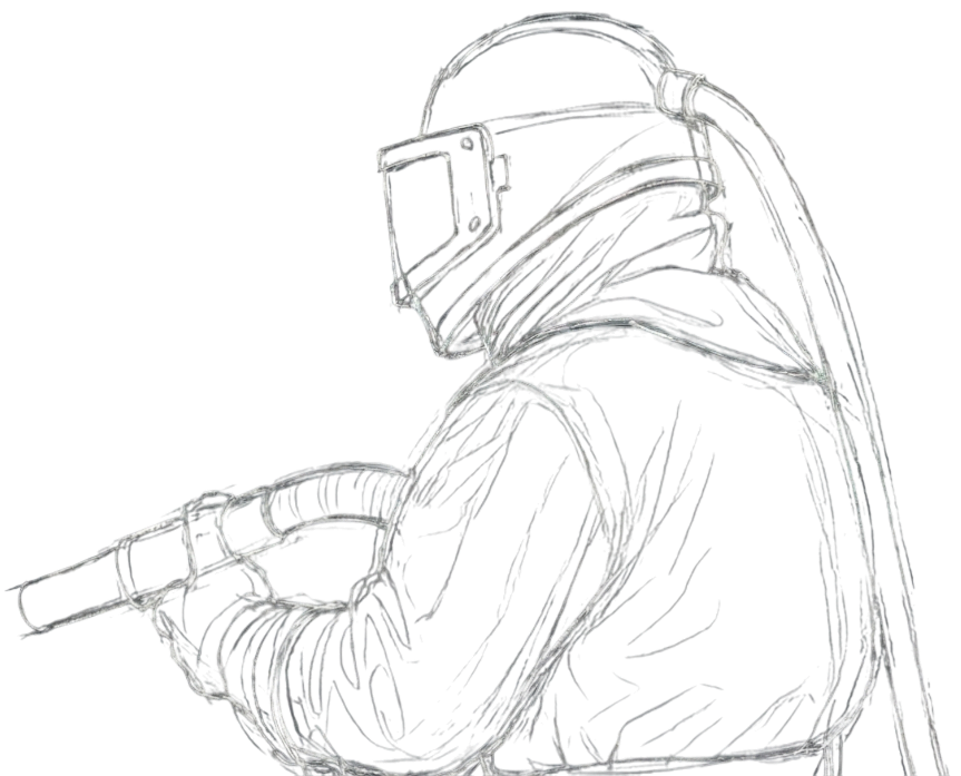 Пескоструйщик за работой